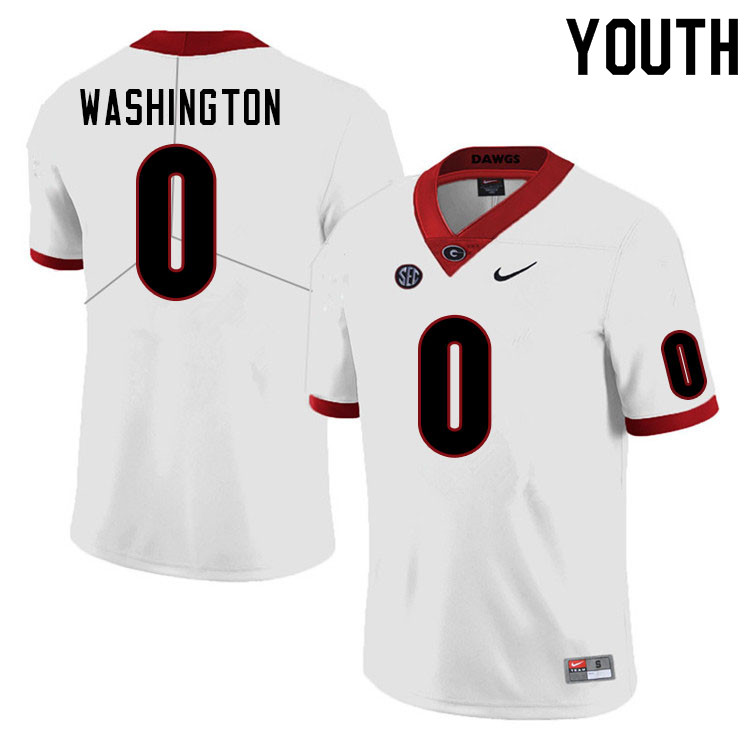 Georgia Bulldogs Youth Darnell Washington #0 White Stitched College UGA Football Jersey 23NY014AC